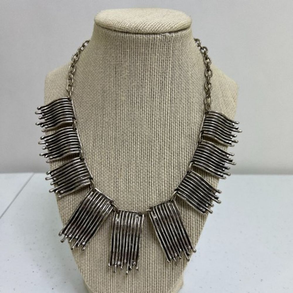 Osmanli Taki by Celali Turkish Made Ottoman Style Necklace Silver Tone Statement